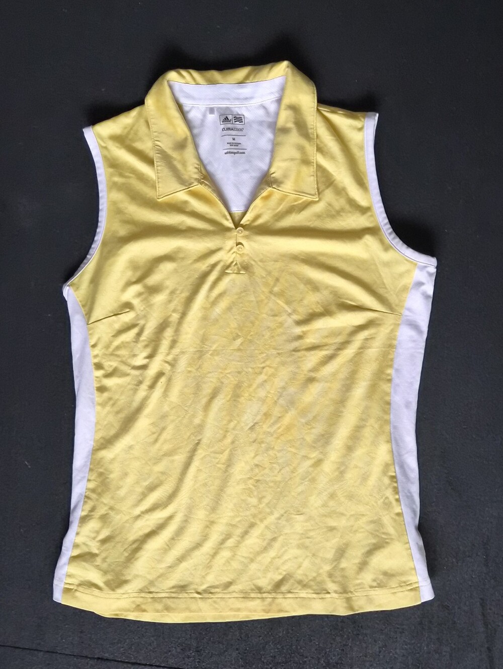adidas Yellow and White Sleeveless Polo Tank